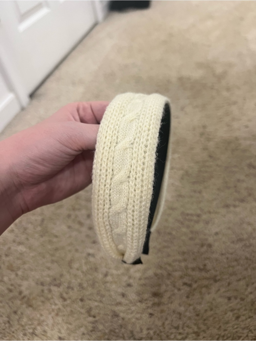 Cream Cable Knit Padded Women Headband